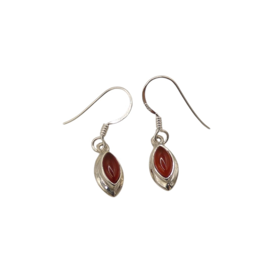 Sterling Silver Carnelian Oval Drop Earrings 1.1"