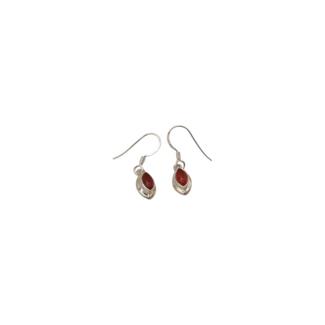 Sterling Silver Carnelian Oval Drop Earrings 1.1"