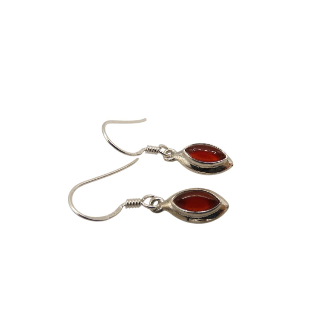 Sterling Silver Carnelian Oval Drop Earrings 1.1"