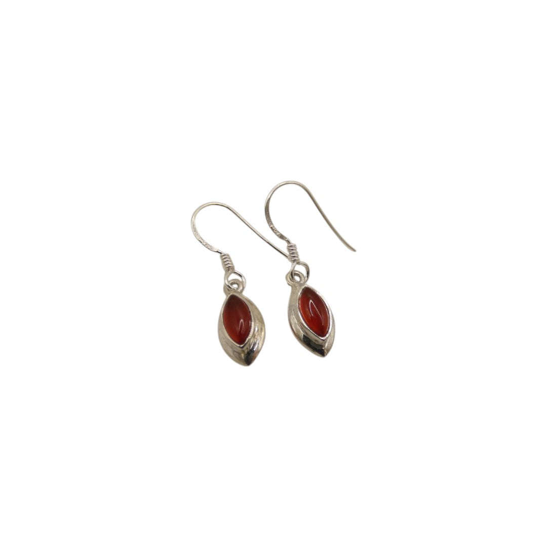 Sterling Silver Carnelian Oval Drop Earrings 1.1"