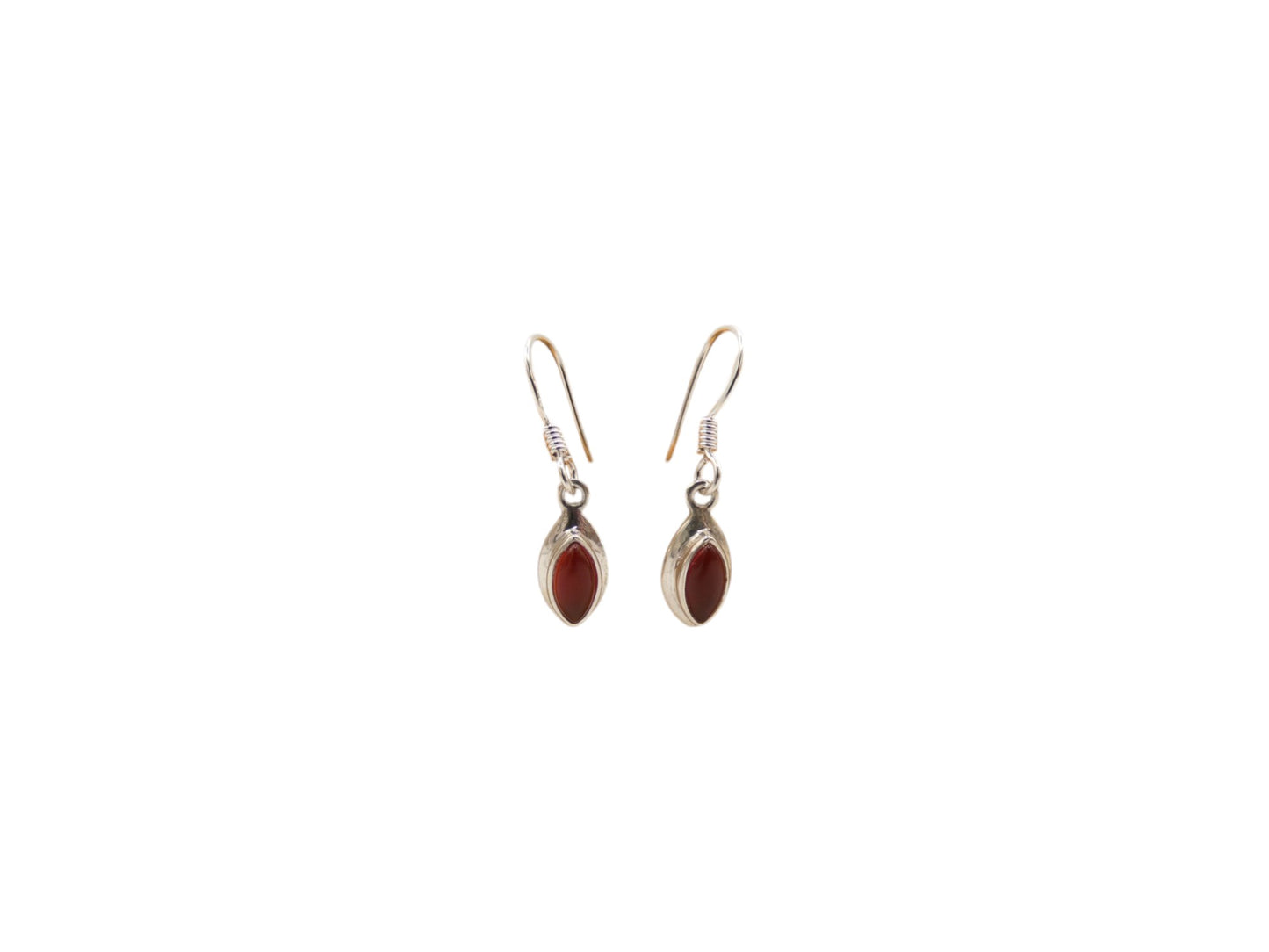 Sterling Silver Carnelian Oval Drop Earrings 1.1"