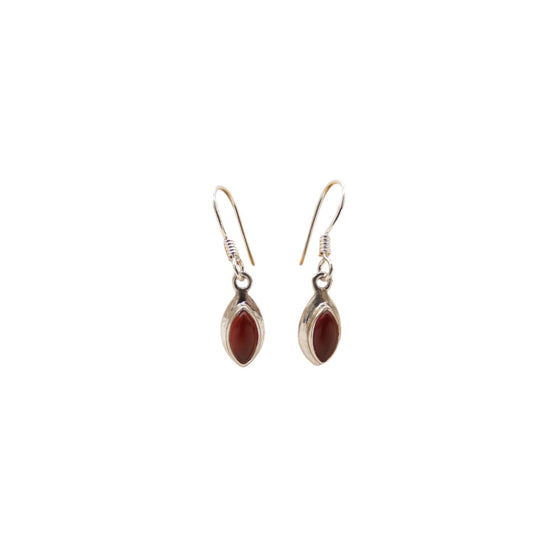 Sterling Silver Carnelian Oval Drop Earrings 1.1"