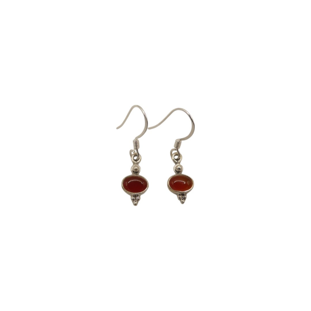 Sterling Silver Carnelian Drop Earrings 1.1"