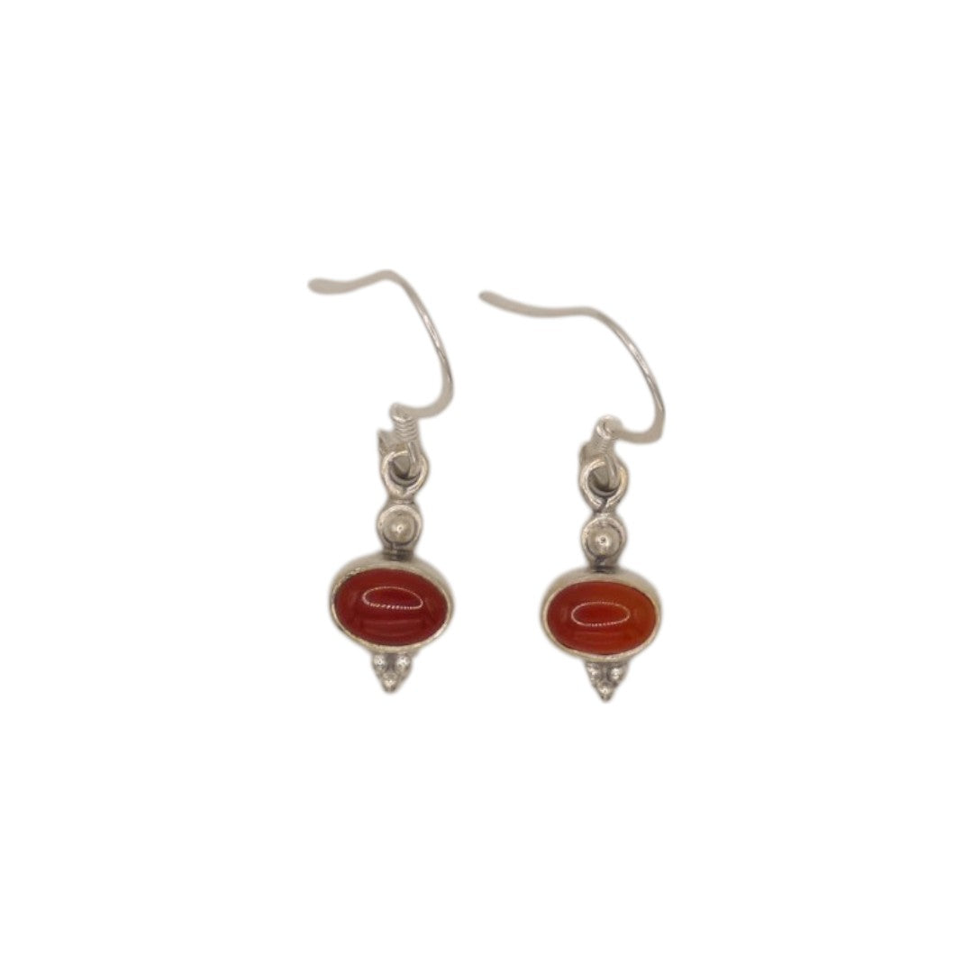 Sterling Silver Carnelian Drop Earrings 1.1"