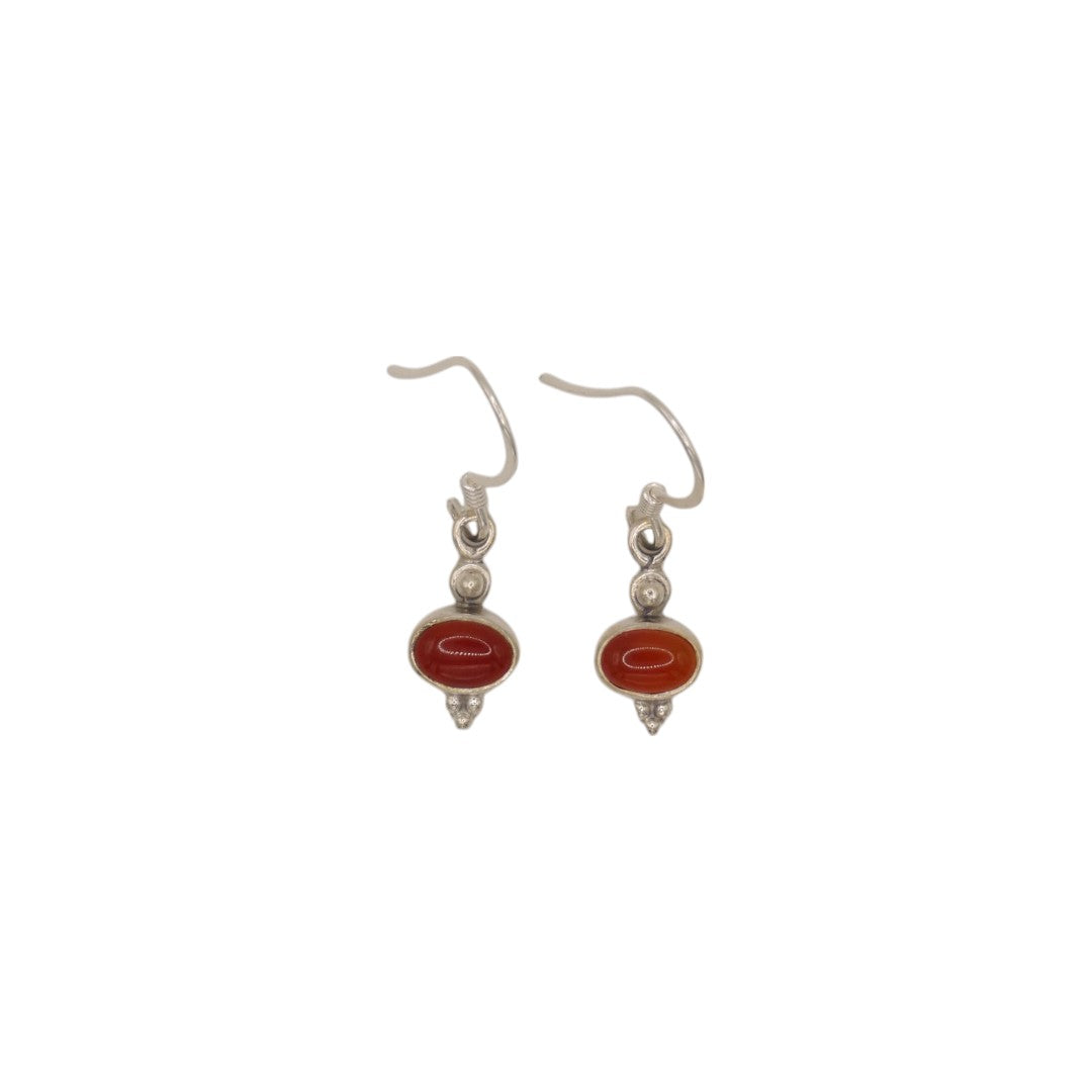 Sterling Silver Carnelian Drop Earrings 1.1"