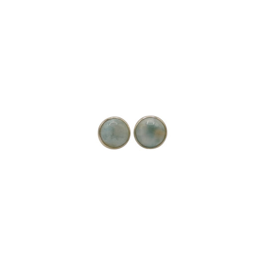 Sterling Silver Larimar Round Stud Earrings 0.25"