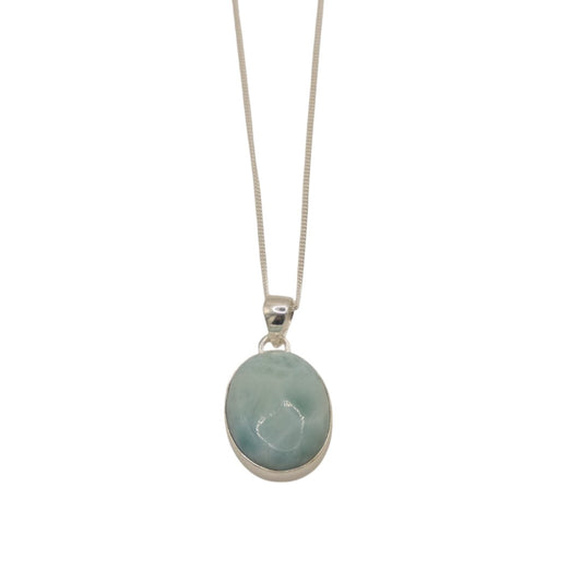 Sterling Silver Larimar Oval Necklace