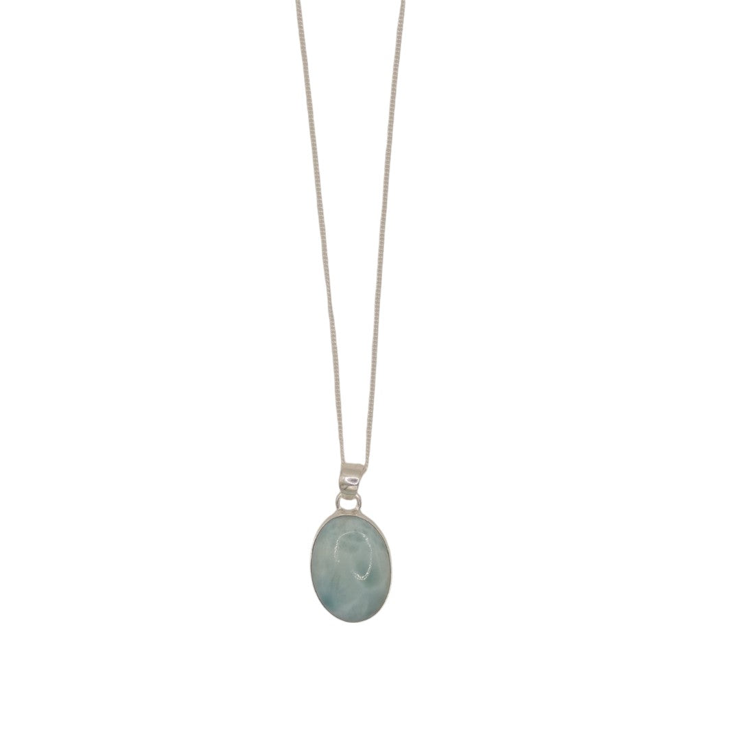 Sterling Silver Larimar Oval Necklace