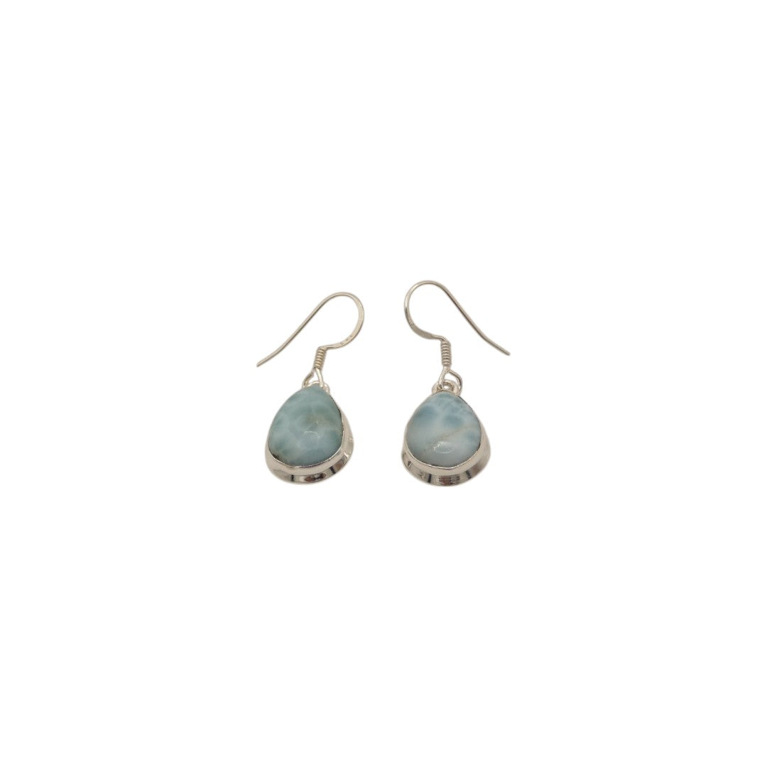 Sterling Silver Larimar Tear Drop Earrings 1.25"