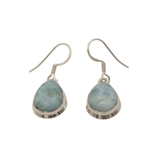 Sterling Silver Larimar Tear Drop Earrings 1.25"