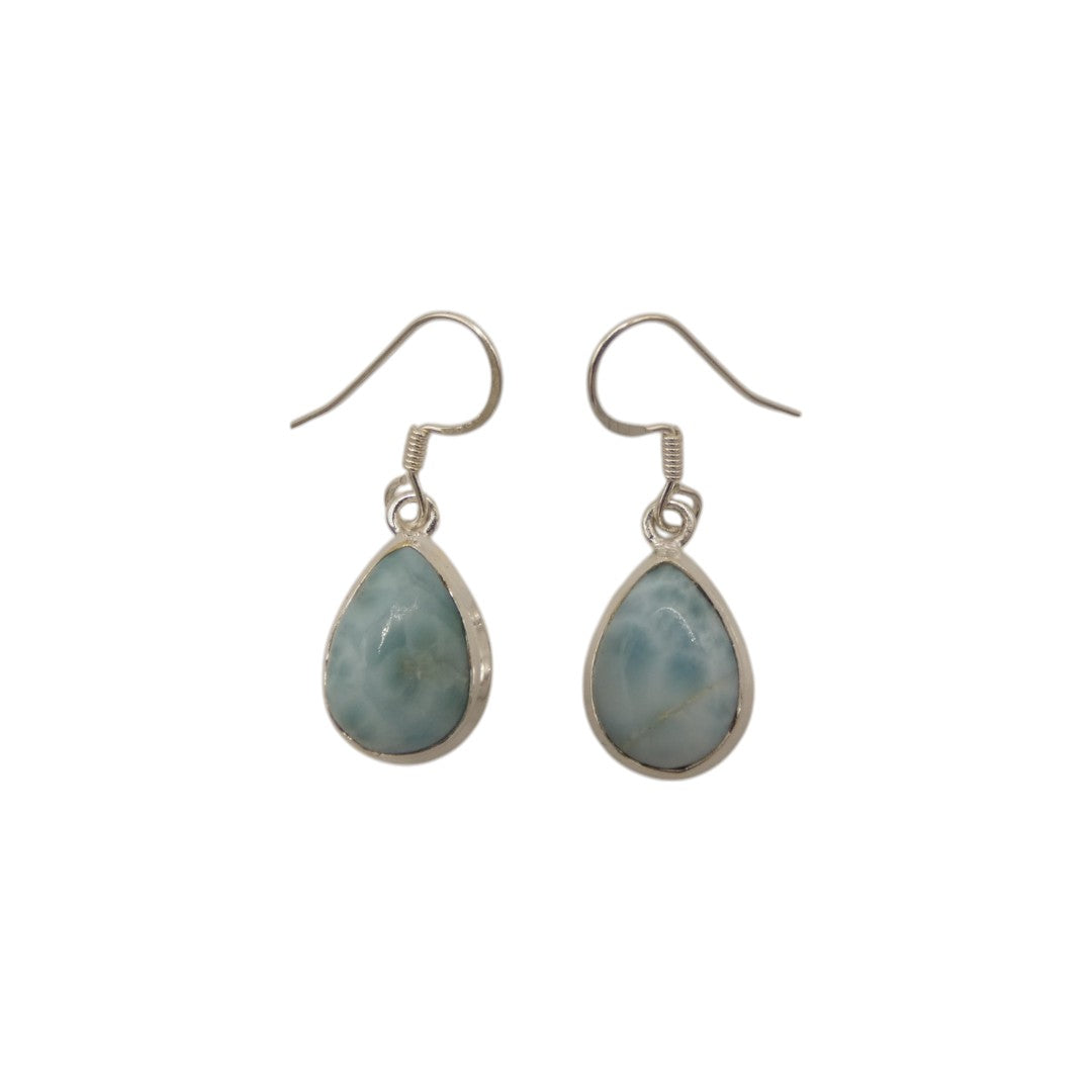 Sterling Silver Larimar Tear Drop Earrings 1.25"