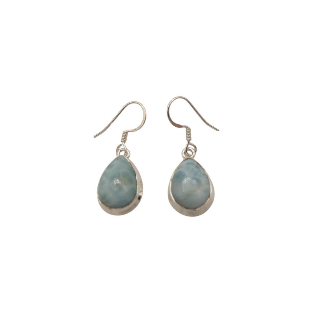 Sterling Silver Larimar Tear Drop Earrings 1.25"