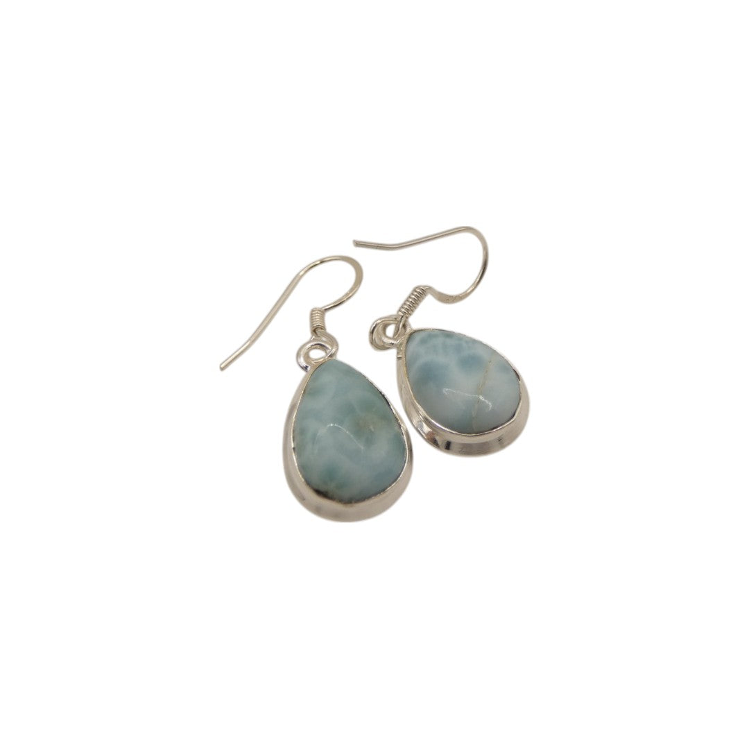 Sterling Silver Larimar Tear Drop Earrings 1.25"