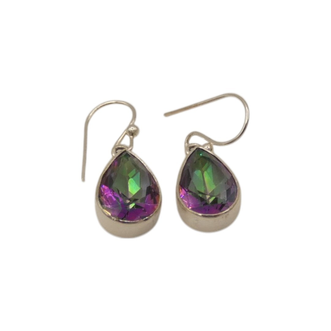 Sterling Silver Mystic Topaz Tear Drop Earrings 1"