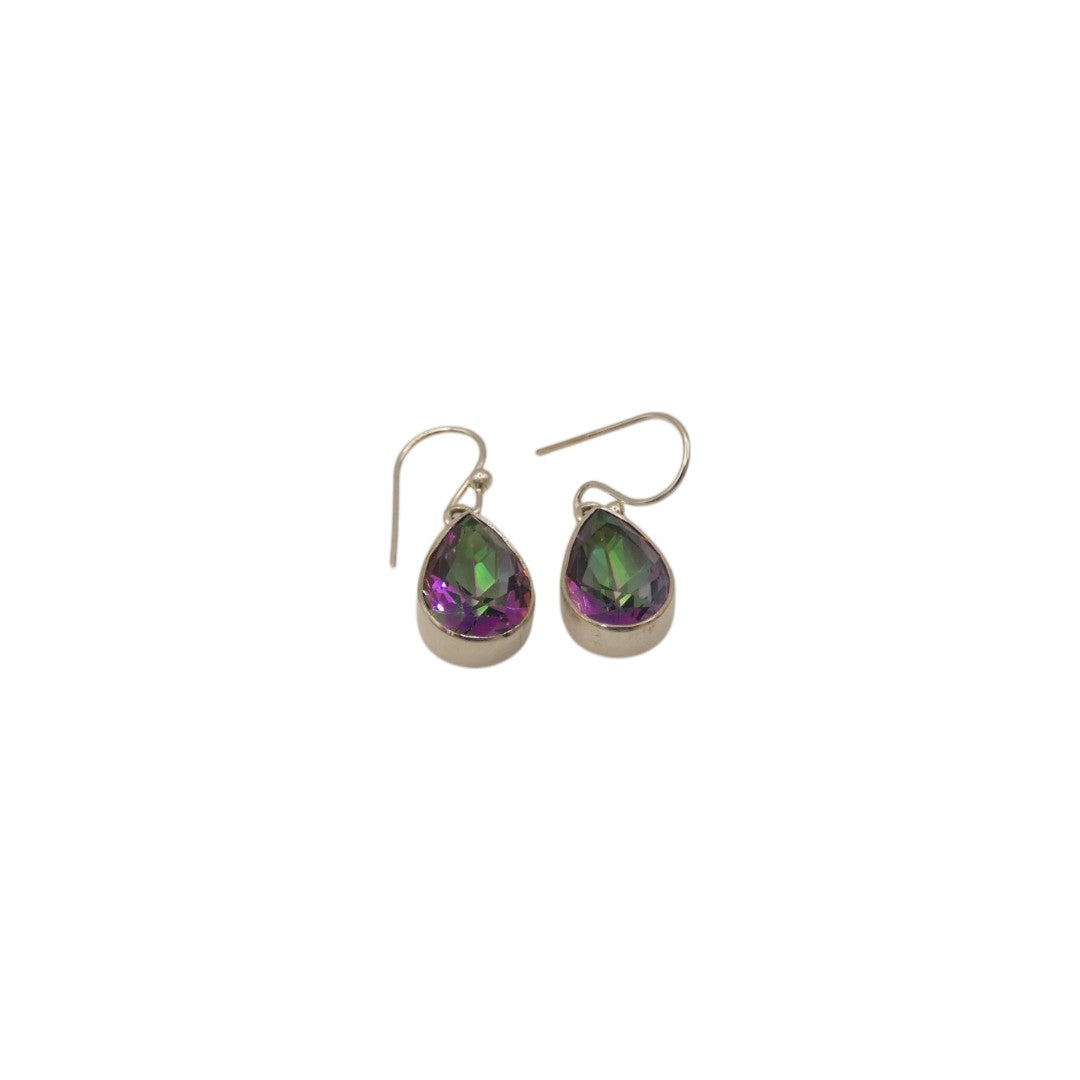 Sterling Silver Mystic Topaz Tear Drop Earrings 1"