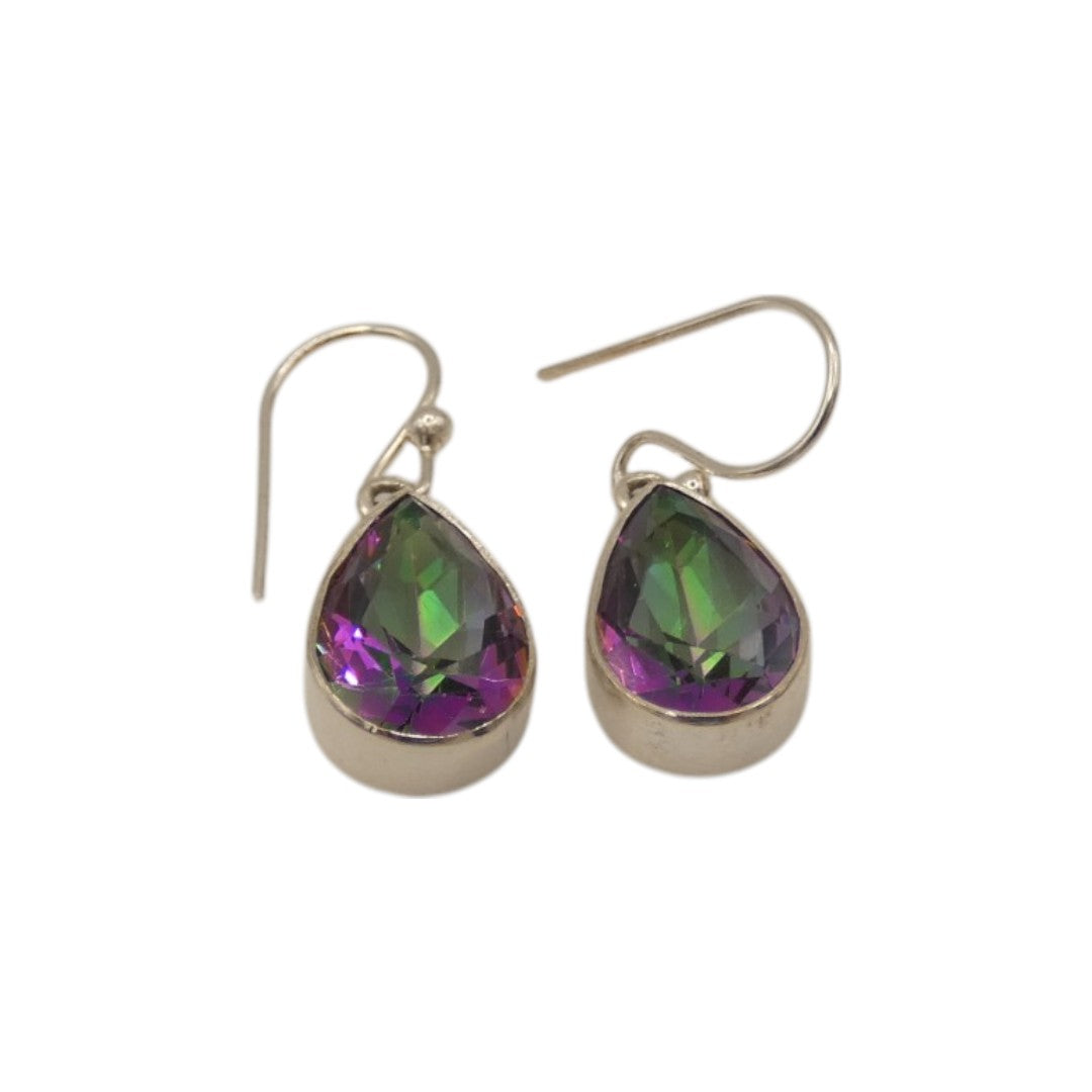 Sterling Silver Mystic Topaz Tear Drop Earrings 1"