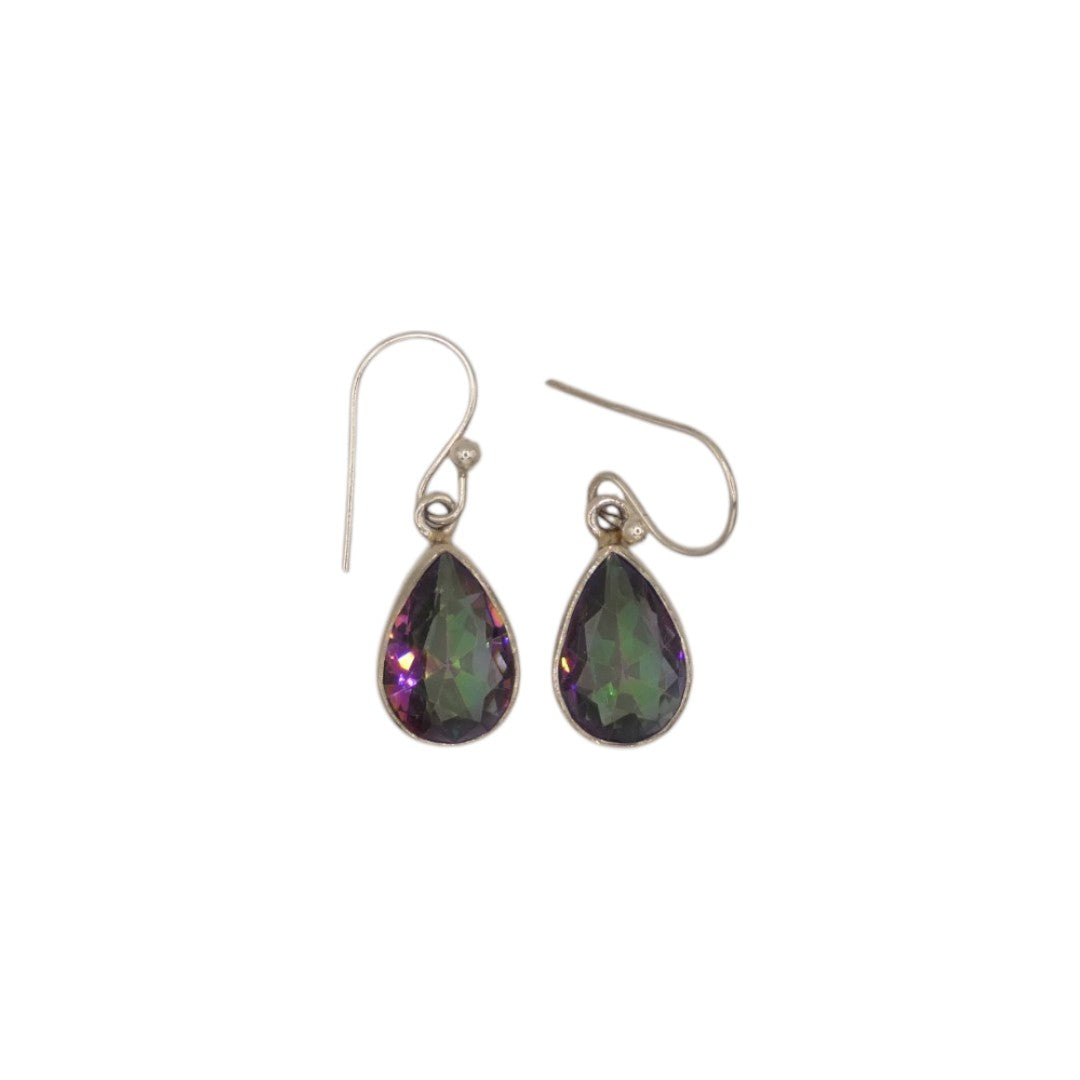 Sterling Silver Mystic Topaz Tear Drop Earrings 1"