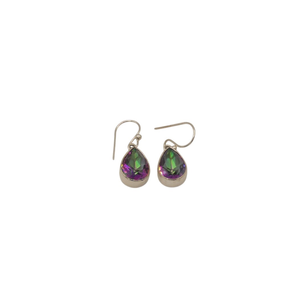 Sterling Silver Mystic Topaz Tear Drop Earrings 1"