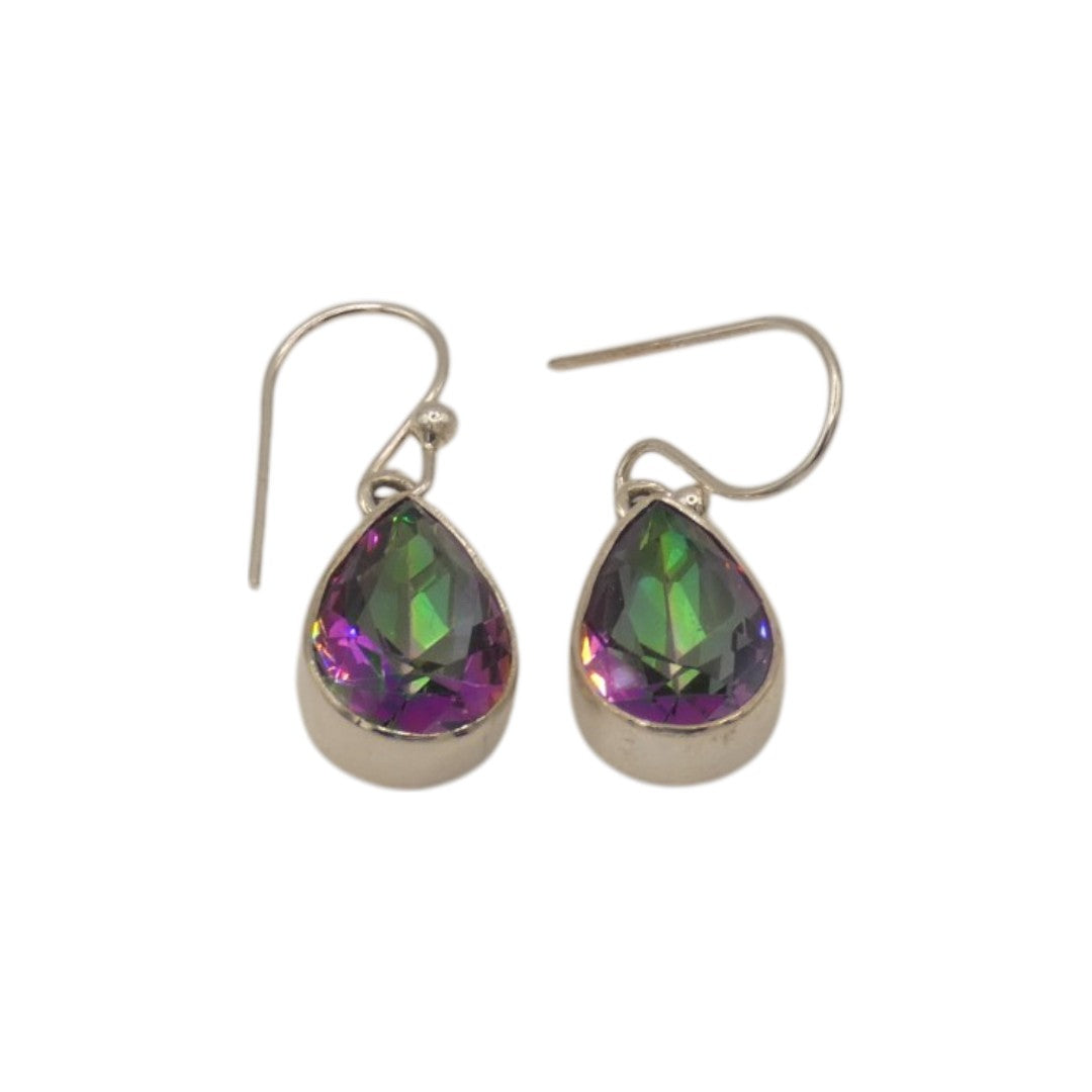 Sterling Silver Mystic Topaz Tear Drop Earrings 1"