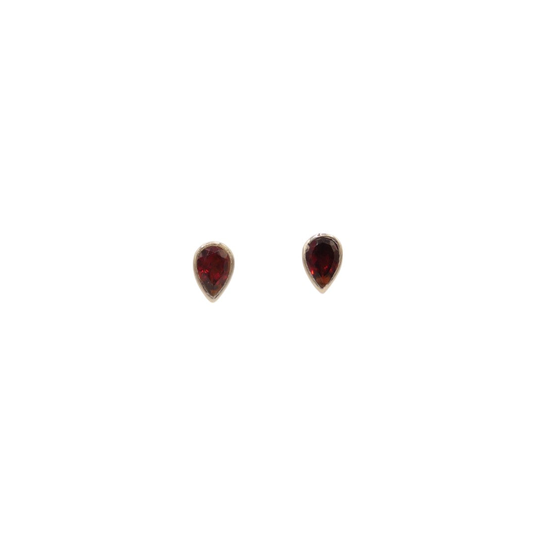 Sterling Silver Garnet Teardrop Stud Earrings 0.3"