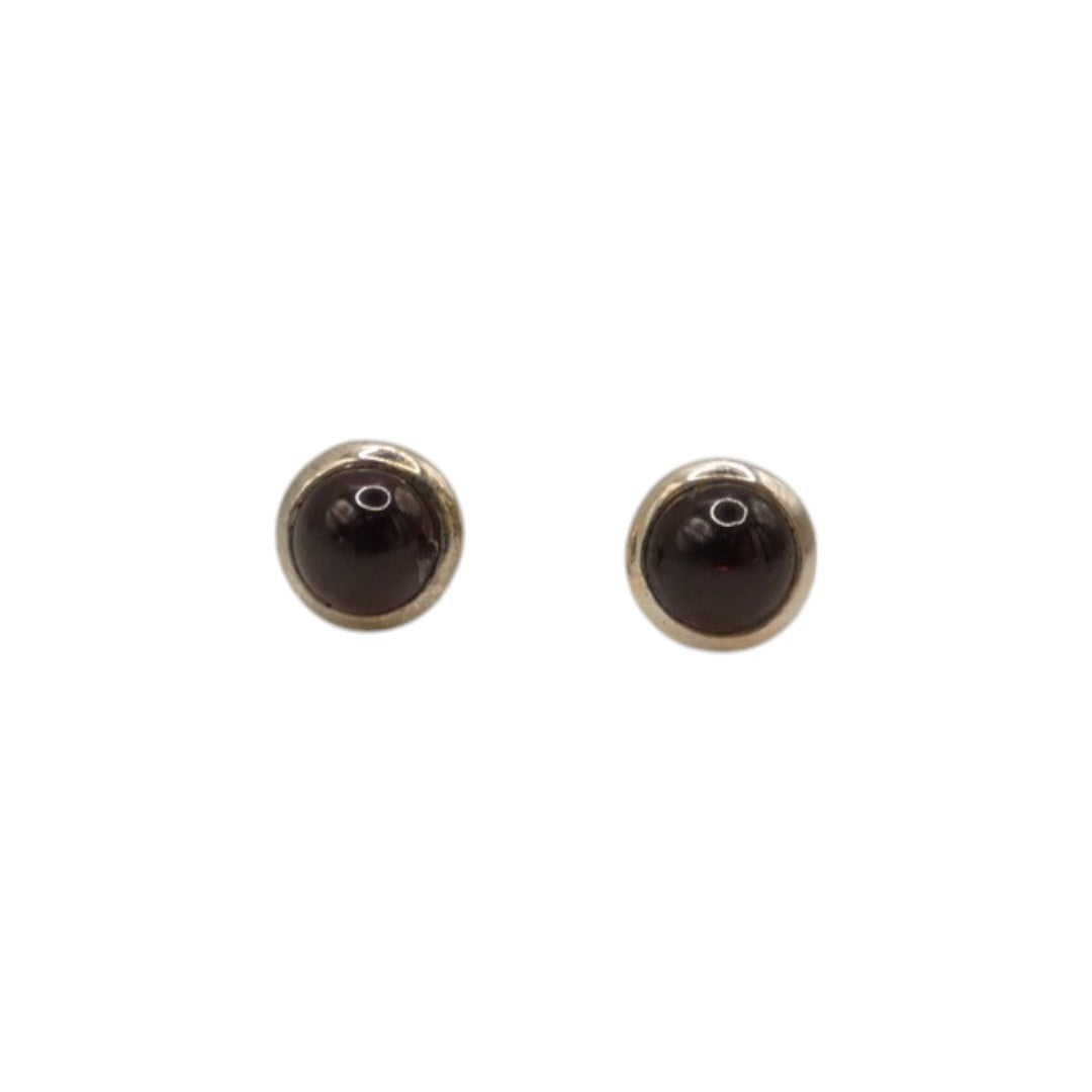 Sterling Silver Garnet Round Stud Earrings 0.3"