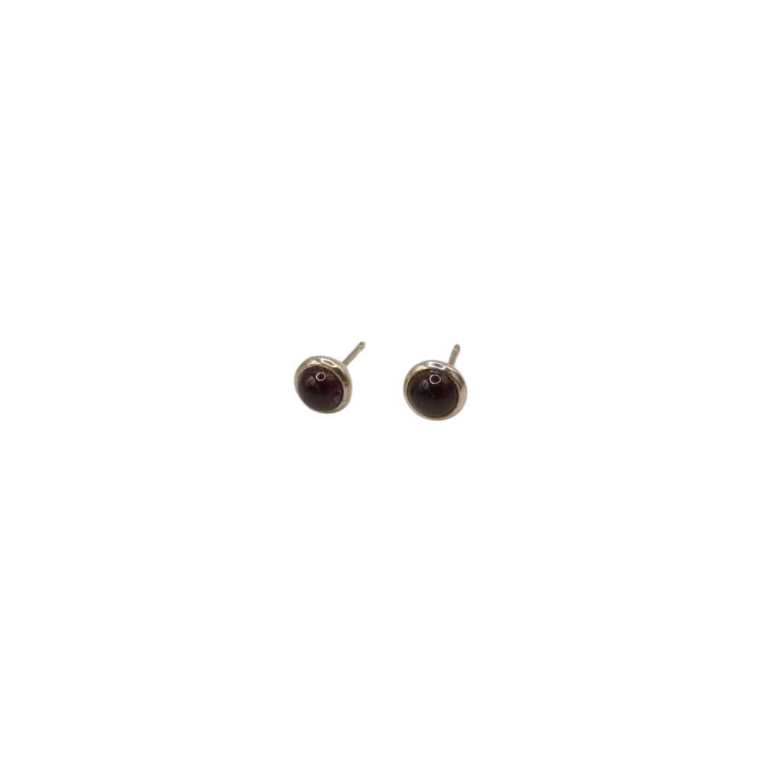 Sterling Silver Garnet Round Stud Earrings 0.3"