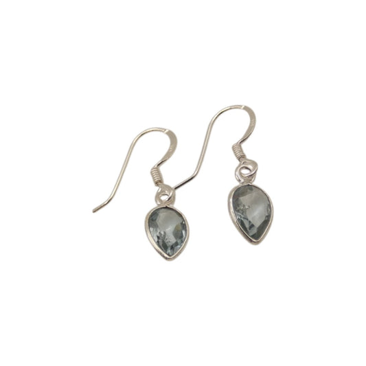 Sterling Silver Blue Topaz Teardrop Earrings 1"