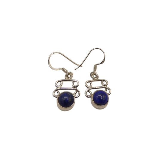 Sterling Silver Lapis Lazuli Ornate Drop Earrings 1.3"