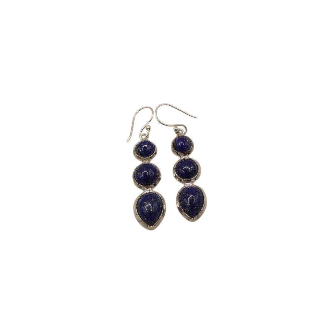 Sterling Silver Lapis Lazuli Multi Stone Drop Earrings 1.5"