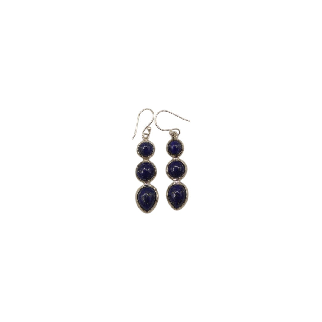 Sterling Silver Lapis Lazuli Multi Stone Drop Earrings 1.5"