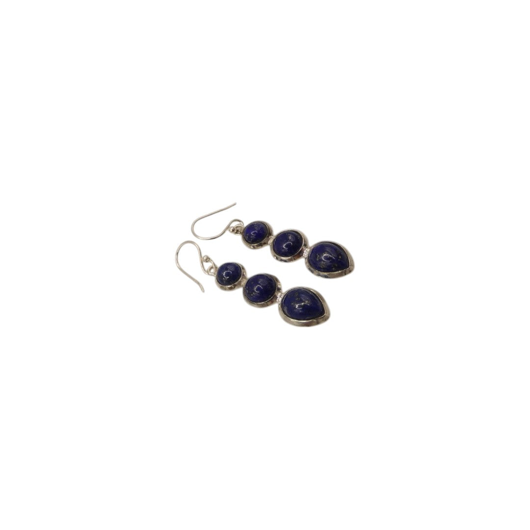 Sterling Silver Lapis Lazuli Multi Stone Drop Earrings 1.5"