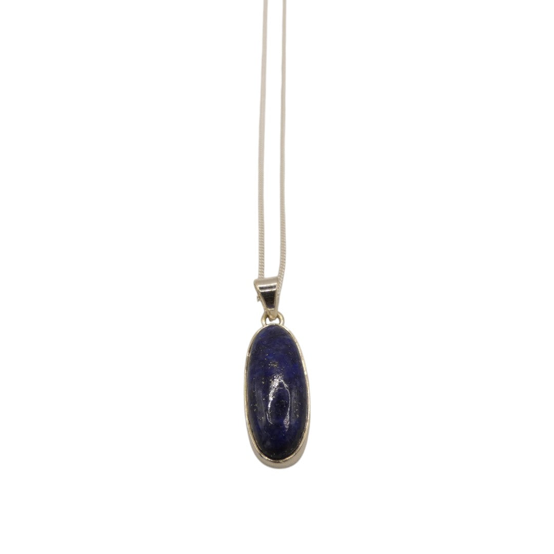 Sterling Silver Lapis Lazuli Necklace With Oval Stone