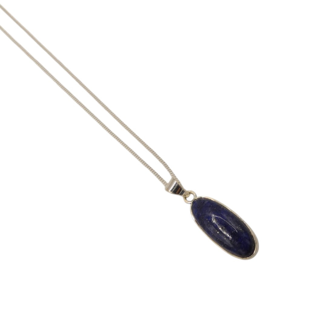 Sterling Silver Lapis Lazuli Necklace With Oval Stone