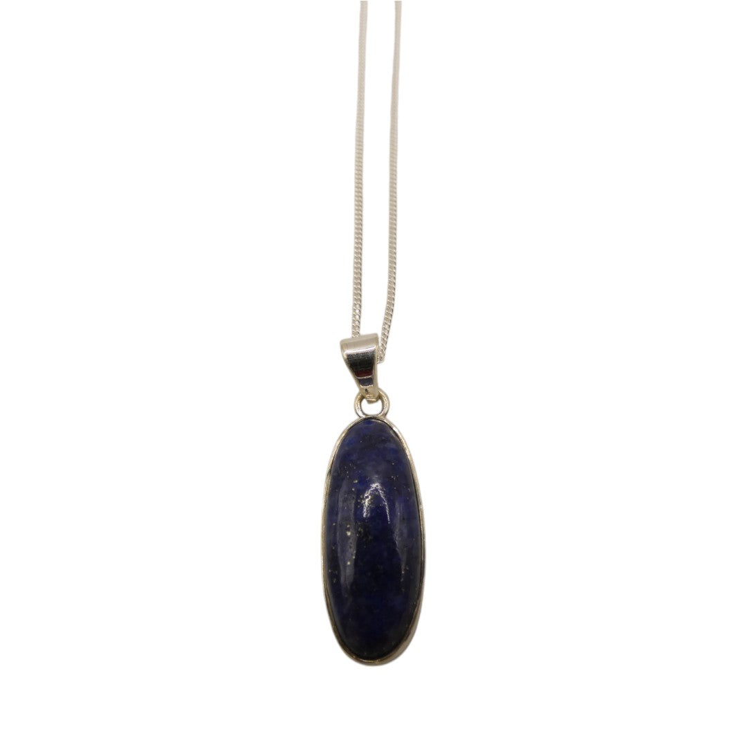 Sterling Silver Lapis Lazuli Necklace With Oval Stone