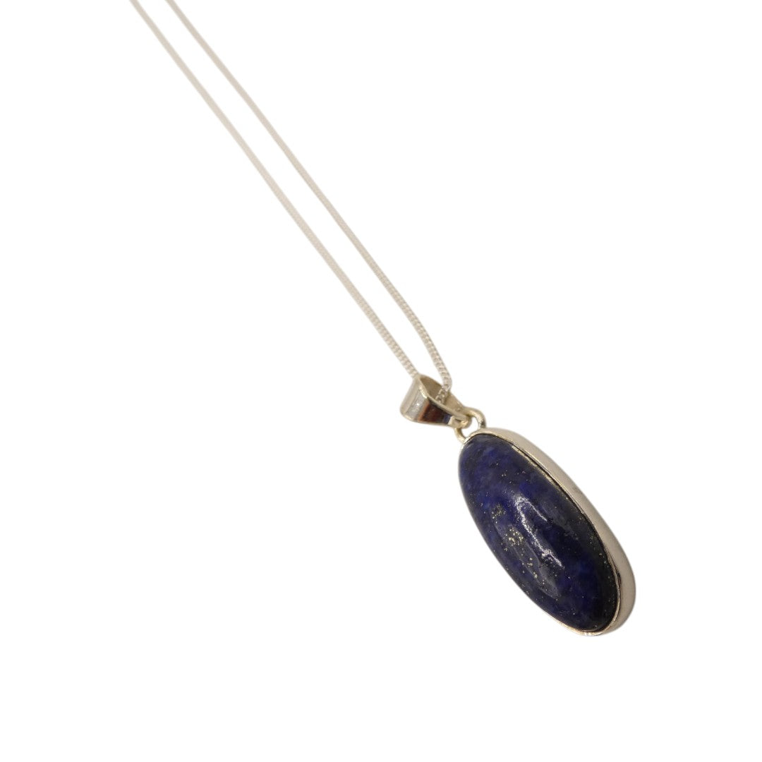 Sterling Silver Lapis Lazuli Necklace With Oval Stone