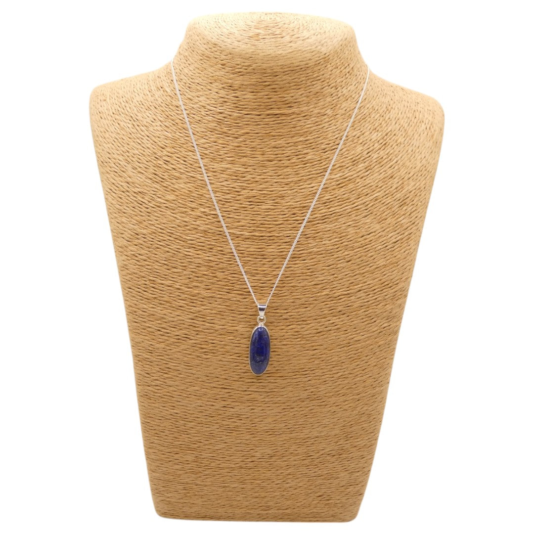 Sterling Silver Lapis Lazuli Necklace With Oval Stone