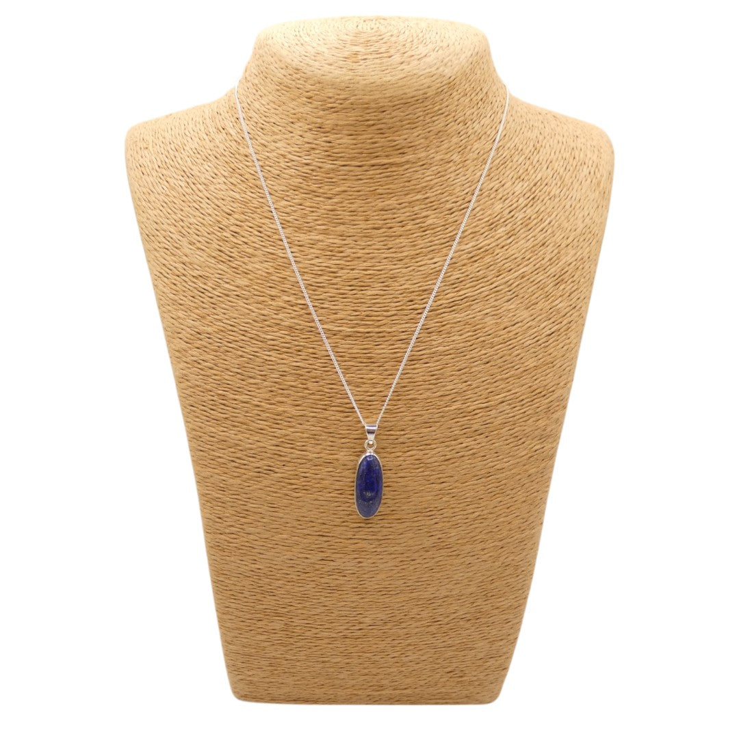 Sterling Silver Lapis Lazuli Necklace With Oval Stone