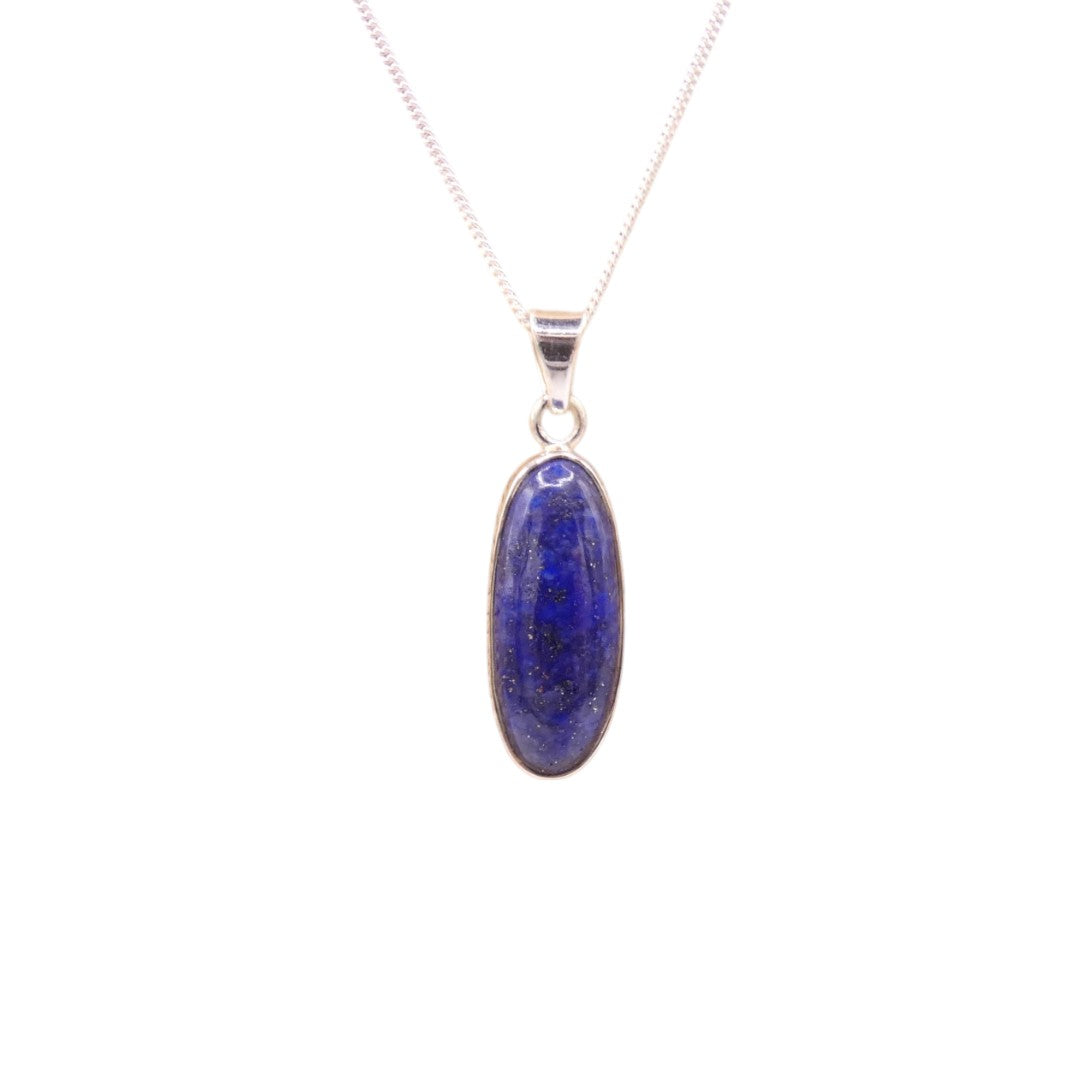 Sterling Silver Lapis Lazuli Necklace With Oval Stone