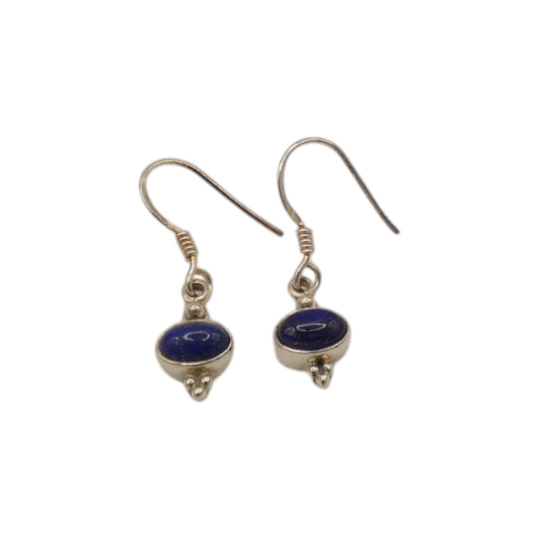 Sterling Silver Lapis Lazuli Drop Earrings 1.1"