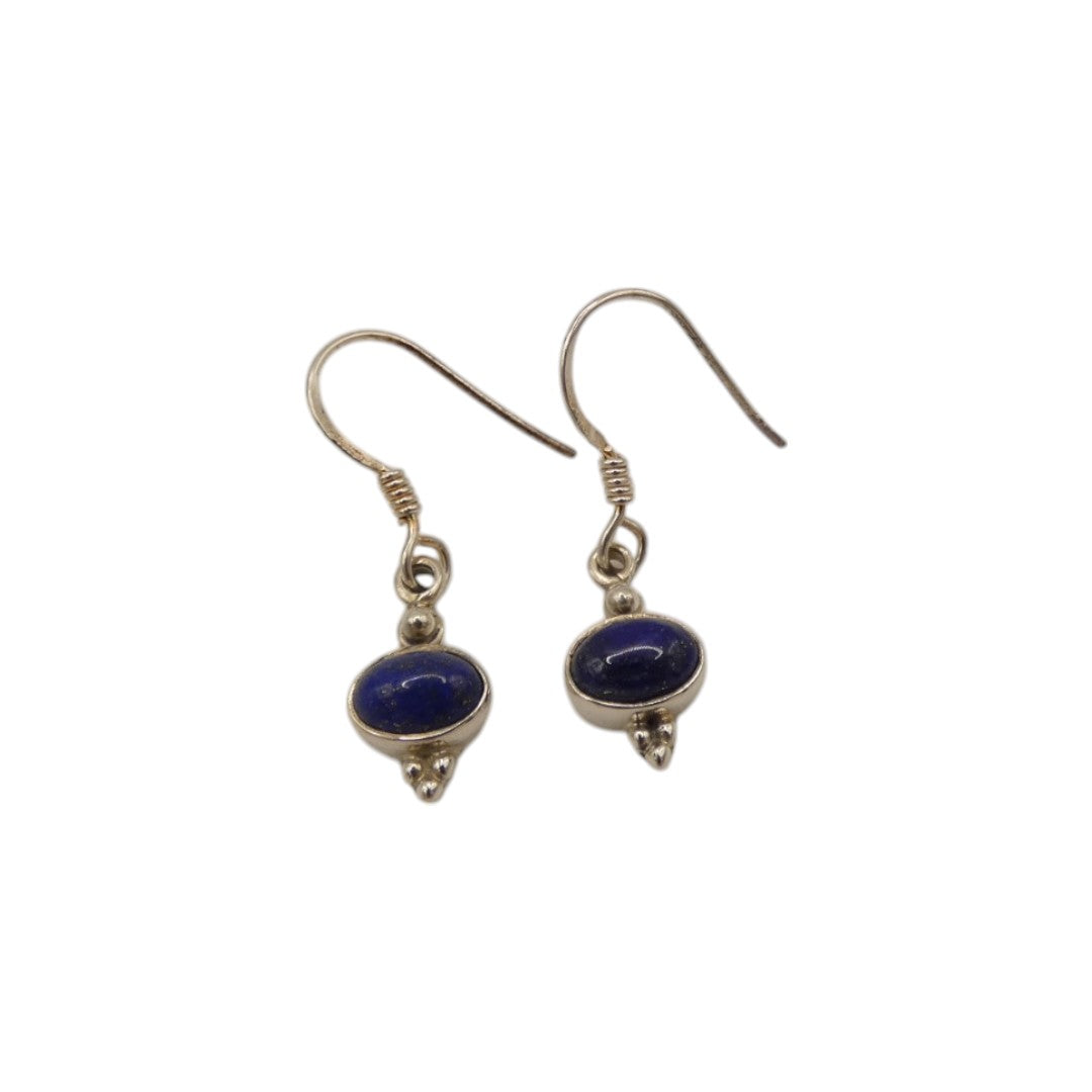 Sterling Silver Lapis Lazuli Drop Earrings 1.1"