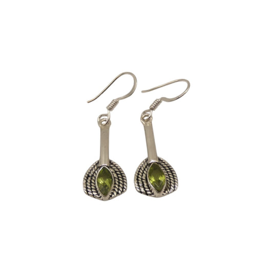 Sterling Silver Peridot Thread Style Drop Earrings 1.6"