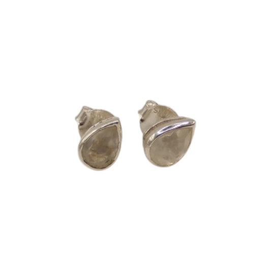 Sterling Silver Moonstone Teardrop Stud Earrings 0.3"