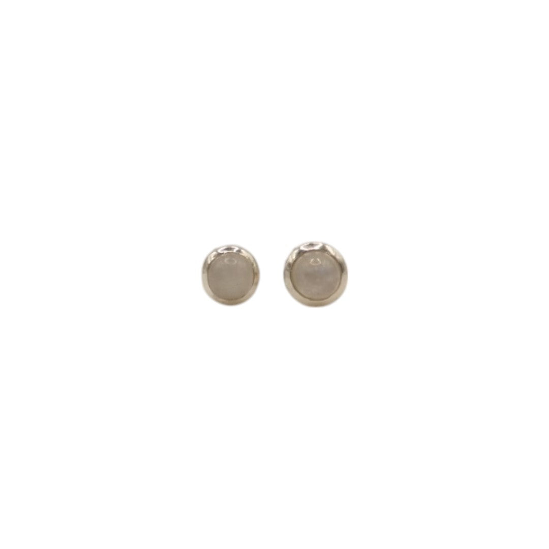 Sterling Silver Moonstone Round Stud Earrings 0.3"