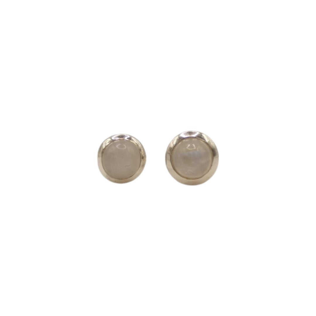 Sterling Silver Moonstone Round Stud Earrings 0.3"