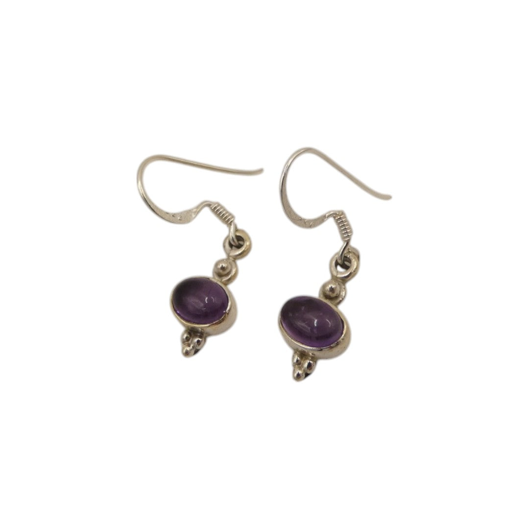 Sterling Silver Amethyst Drop Earrings 1.1"