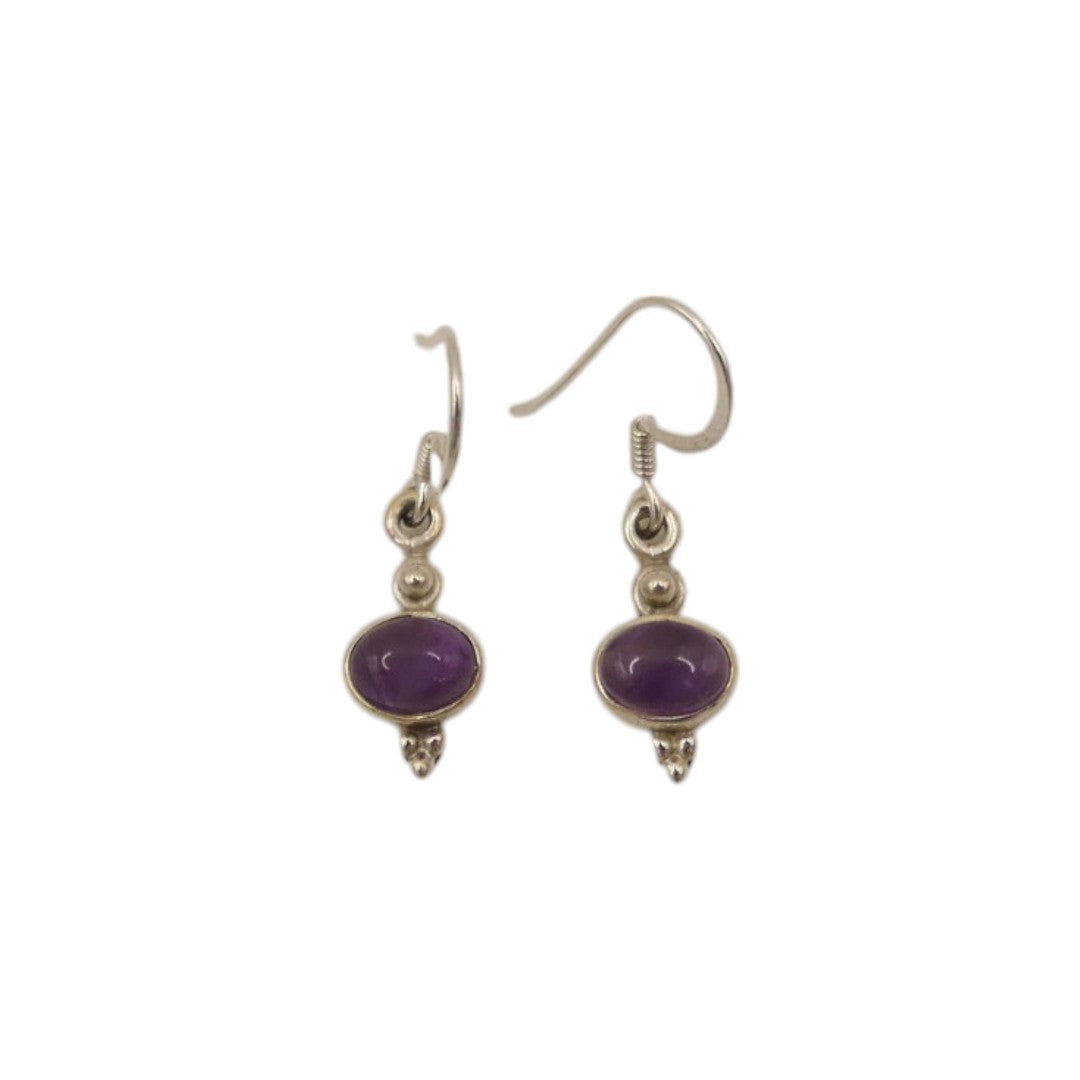 Sterling Silver Amethyst Drop Earrings 1.1"