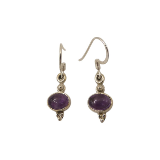 Sterling Silver Amethyst Drop Earrings 1.1"