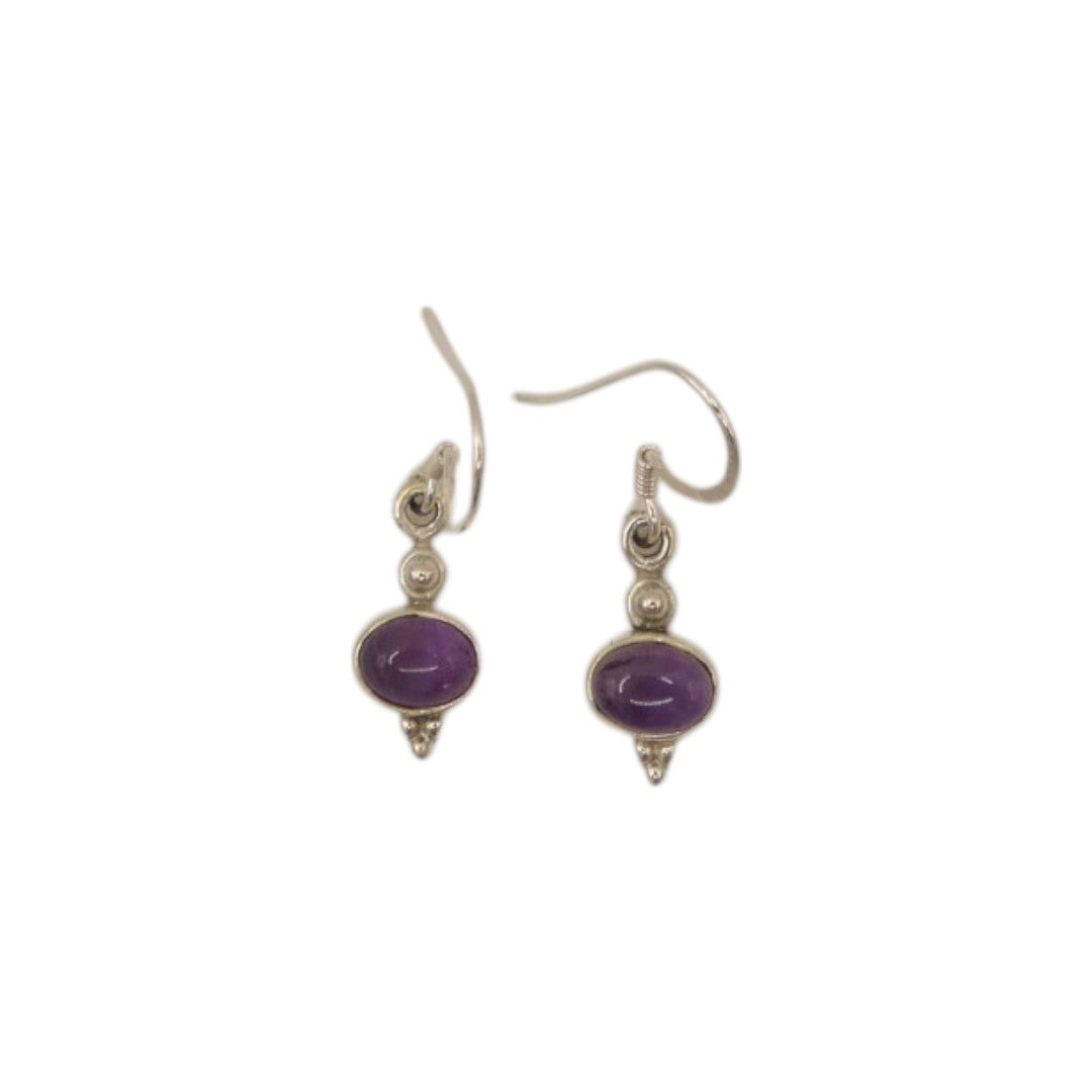 Sterling Silver Amethyst Drop Earrings 1.1"