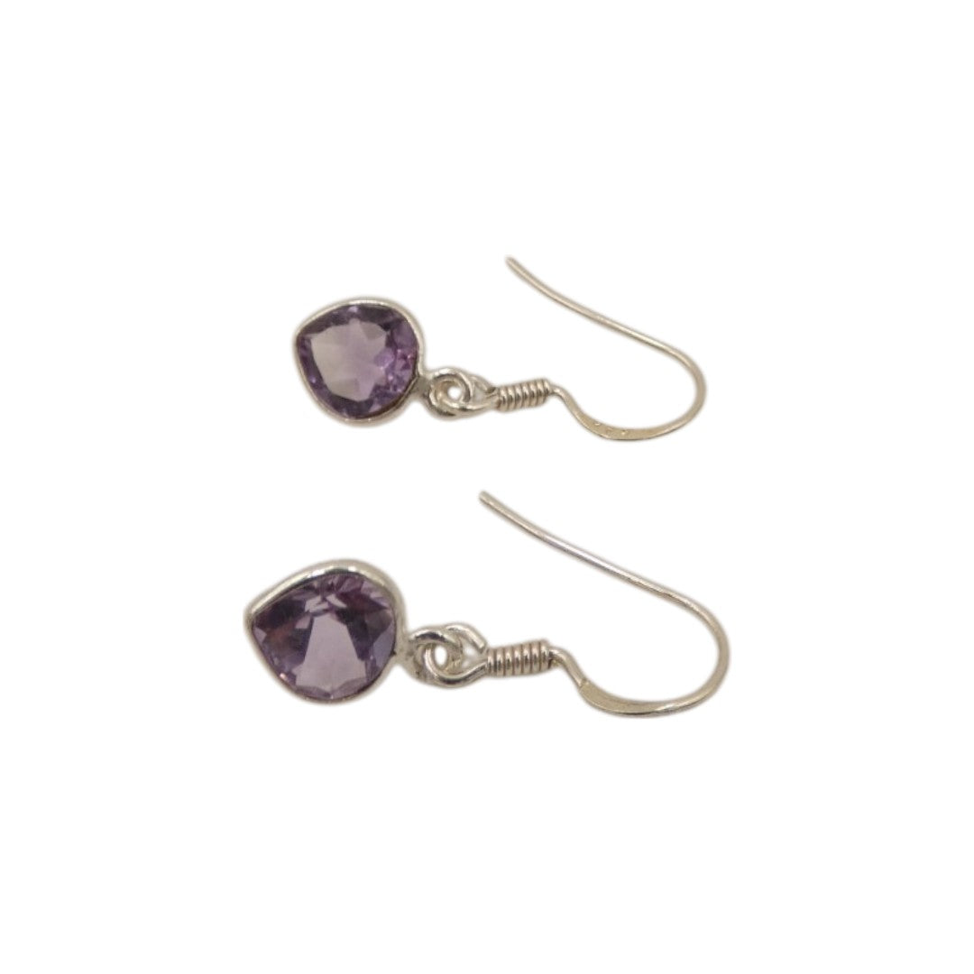 Sterling Silver Amethyst Teardrop Earrings 1"